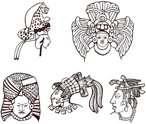 Образцы пышных головных уборов майя, которые носили верховные правители и знать.
