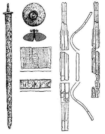 Меч и золотой лук (атрибут правителя) из погребения гуннского вождя в Якушовице