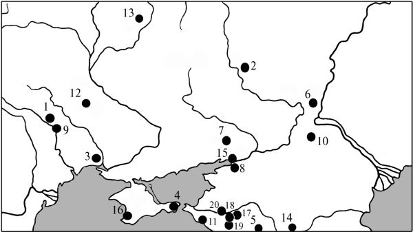Карта скифских памятников