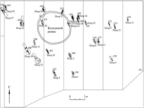 План раскопа 2005 г. на Восточном некрополе Фанагории