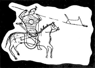 Тюркский всадник. Наскальное изображение, VII в.