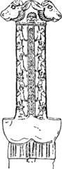 Рукоятка царского золотого меча из Чертомлыкского захоронения. IV в. до н. э. Длина около 6 дюймов