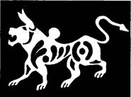 Рис. 65. Лев с чепрака из Пазырыкского кургана № 1. V в. до н. э. Сделан из войлока, размеры около 9 на б дюймов
