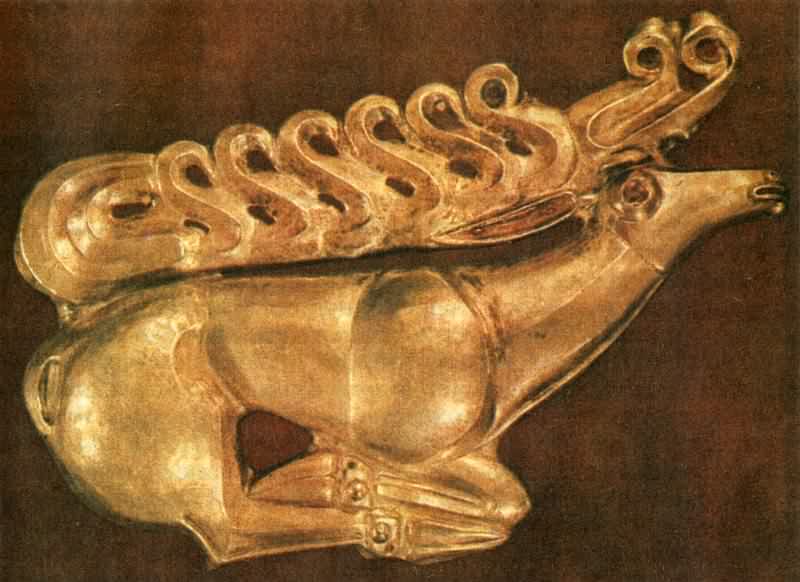 Олень. Золотая обкладка щита из скифского кургана Прикубанья. VI в. до н.э.